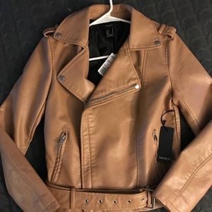 Tan leather Moto jacket Forever 21